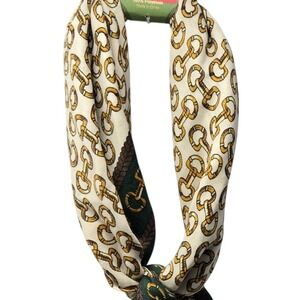 Sunday State Scarf Womens OS Green New Horsebit Chain Print Square Neckerchief